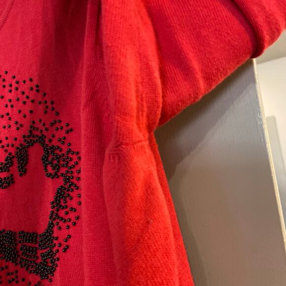 Quacker Factory Women's Size 1X Red Beaded Sleigh & Reindeer Christmas Sweater - Picture 5 of 10